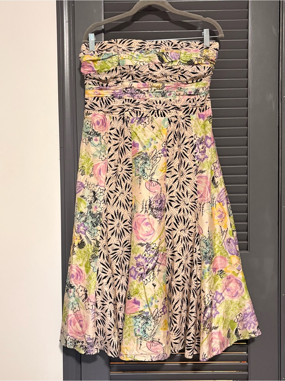 Vintage Nanette Lepore Pure Silk Strapless Midi Dress